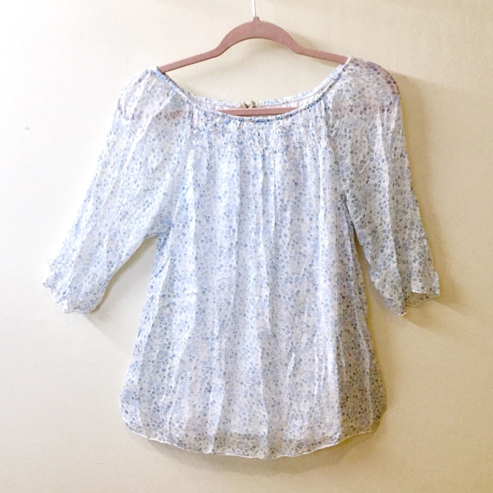 Giusy Sheer Floral on/off Shoulder Blouse